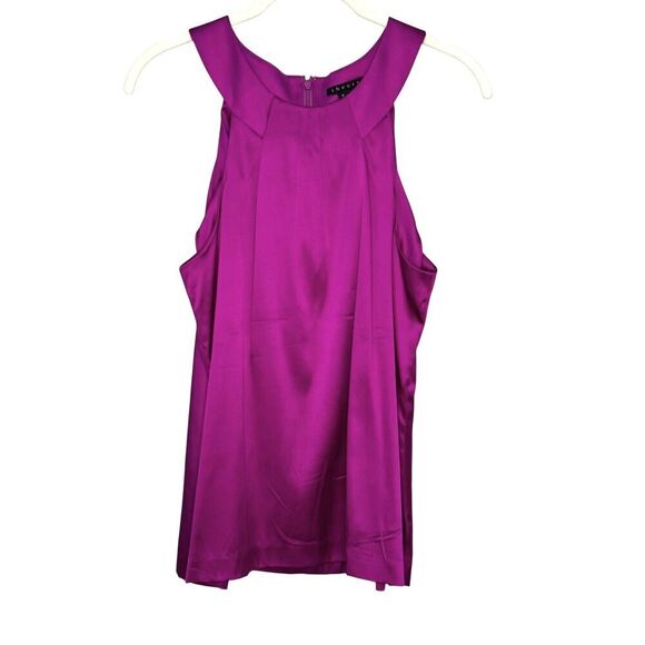 Theory Silk Tank Top Womens Small Purple Magenta Morisa Sleeveless Blouse Shirt - Picture 1 of 9